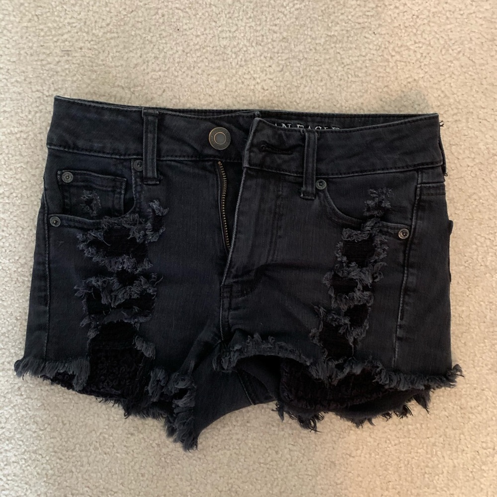 Black jean shorts